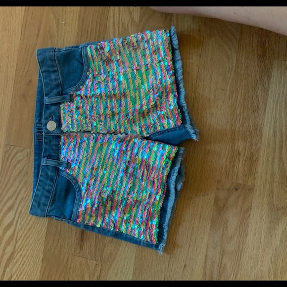 Justice sz 10 blue jean short girls’ sequins - Picture 2 of 4